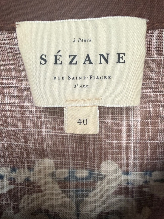 Sezane Claudio Brown and Orange Paisley Button Down Shirt - Picture 2 of 8